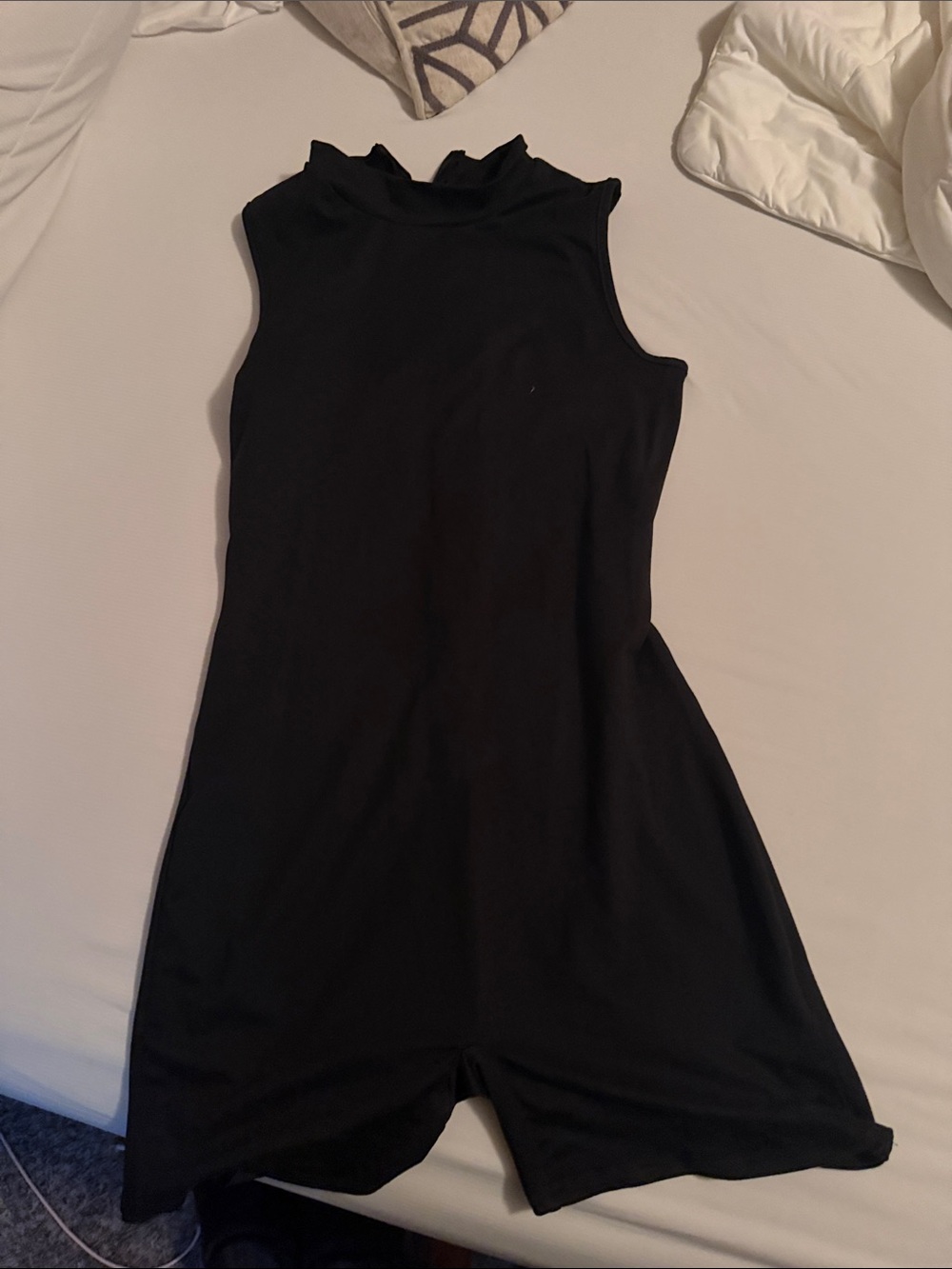 Sleeveless Black Mock Neck fitted romper